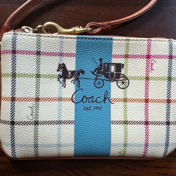 Coach 1941 Leather Tattersal Plaid Wristlet - Picture 4 of 6
